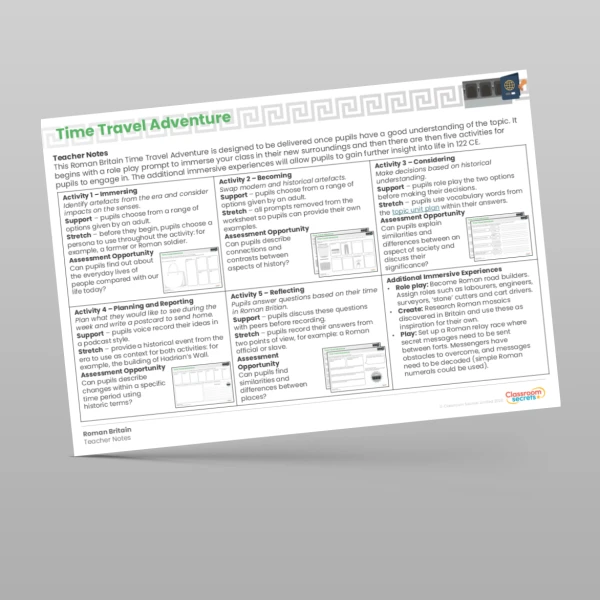 An image of the Time Travel Adventure - Roman Britain Resource