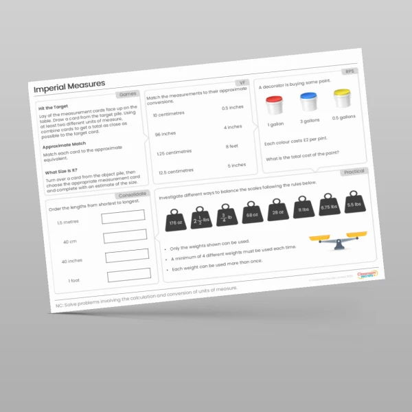 An image of the Imperial Measures Tutor Mat Resource