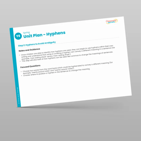 An image of the Hyphens Unit Plan Resource