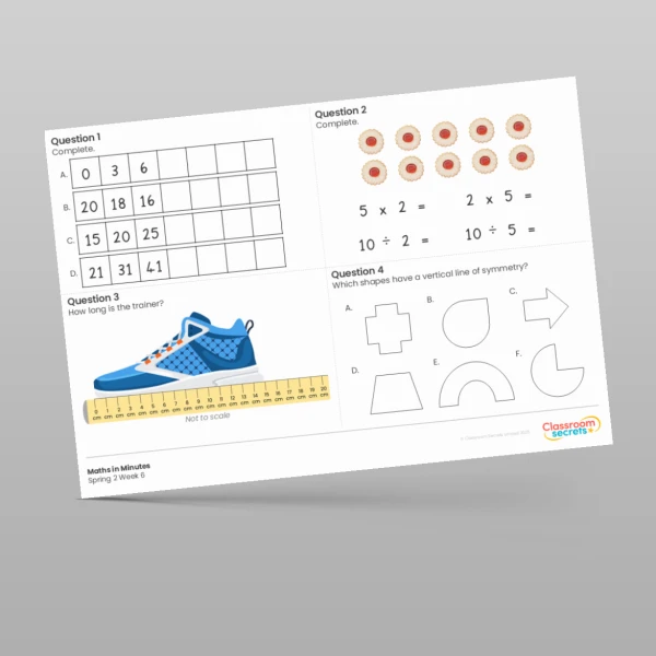An image of the Spring 2 Week 6 Maths in Minutes Resource