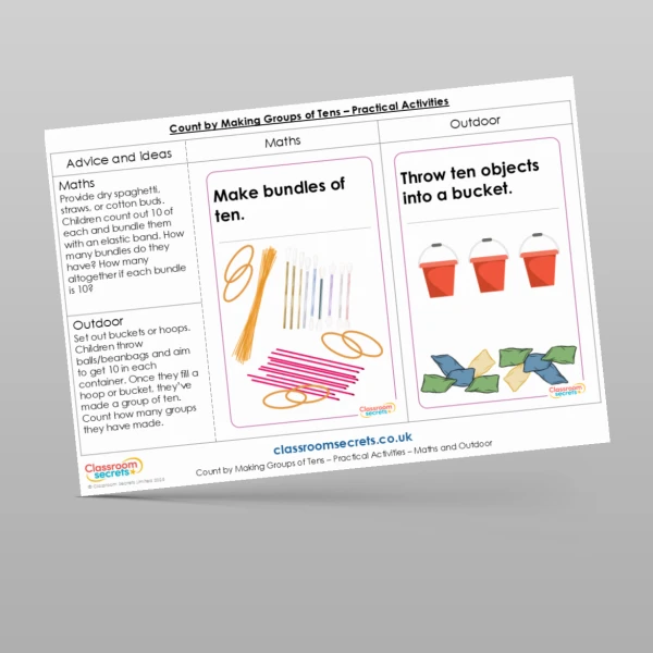 An image of the Count by Making Groups of 10 Practical Activities Resource