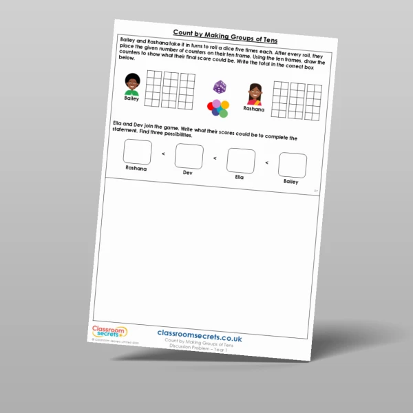 An image of the Count by Making Groups of Tens Discussion Problem Resource