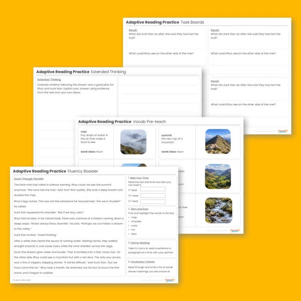 Year 3 Adaptive Reading Practice Down Through the Mist