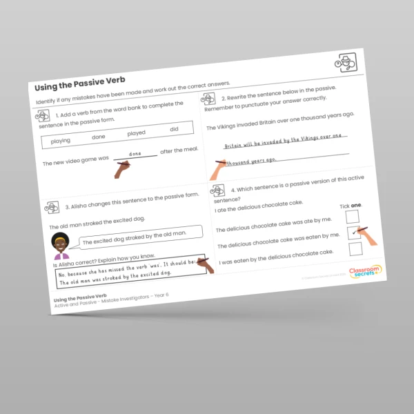 An image of the Using the Passive Verb Mistake Investigators Resource