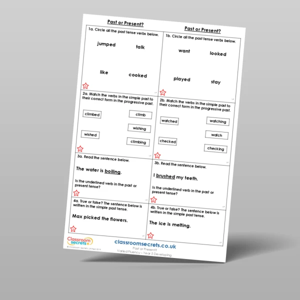 An image of the Free Past or Present? Varied Fluency Resource