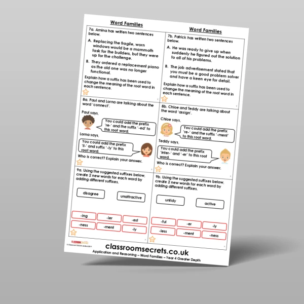 An image of the Free Word Families Application and Reasoning Resource