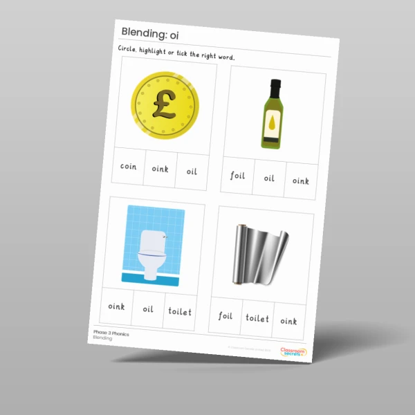 An image of the Phonics Blending Activities: oi Resource