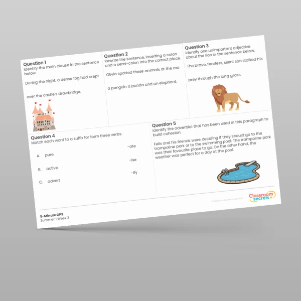 An image of the 5-Minute GPS Summer 1 Week 3 Resource