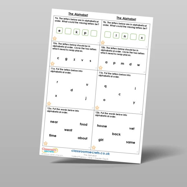 An image of the Free The Alphabet Varied Fluency Resource