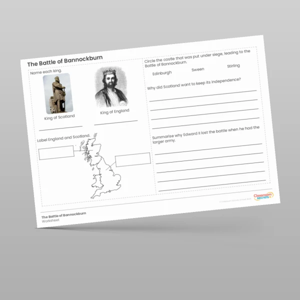 An image of the The Battle of Bannockburn Worksheet Resource