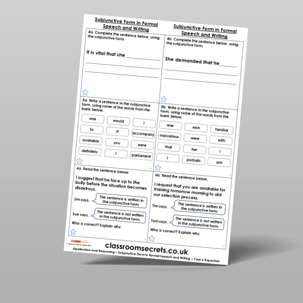 An image of the Subjunctive Form in Formal Speech and Writing Application and Reasoning Resource
