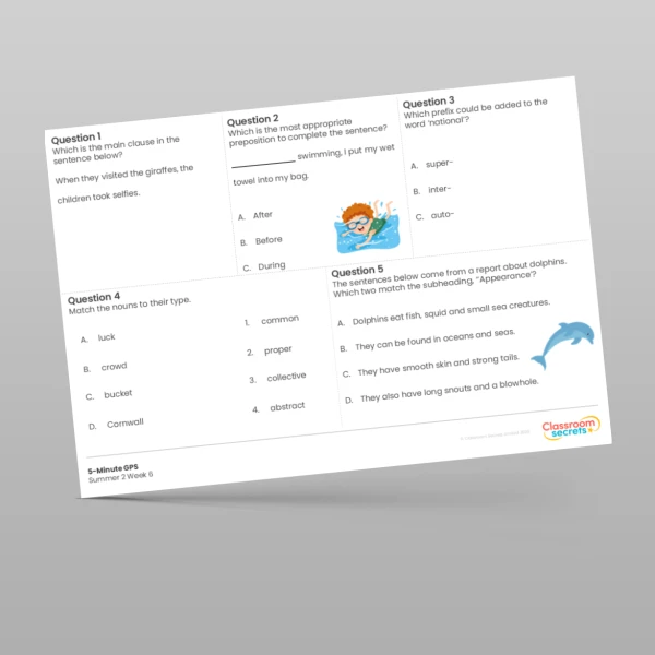 An image of the 5-Minute GPS Summer 2 Week 6 Resource