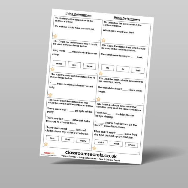 An image of the Using Determiners Varied Fluency Resource