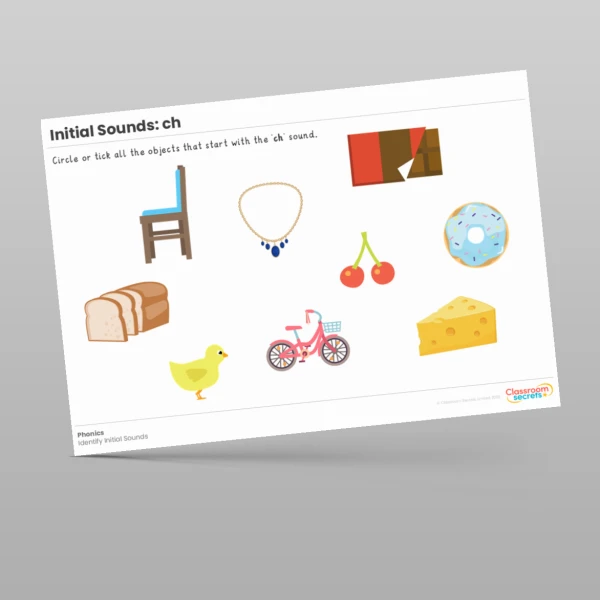 An image of the Initial Sounds Worksheet: ch Resource