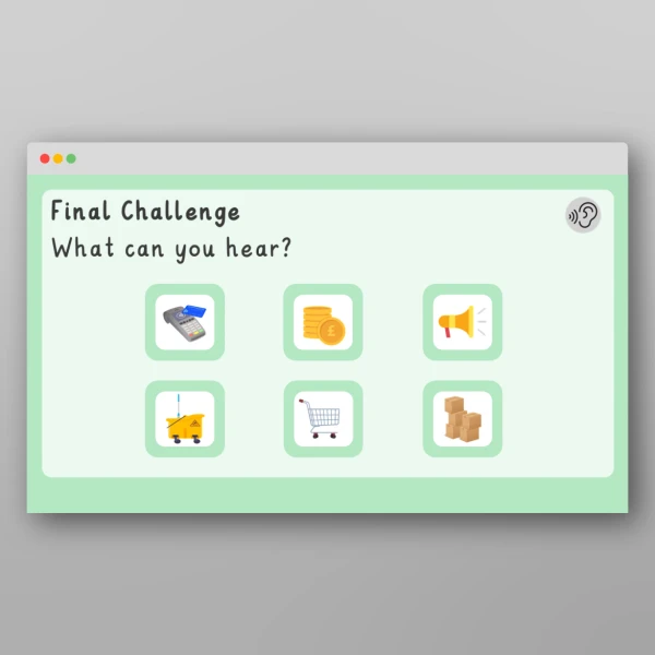 An image of the Phase 1 Phonics Environmental Sounds Supermarket PPT Resource