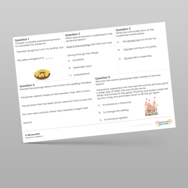An image of the 5-Minute GPS Autumn 1 Week 3 Resource