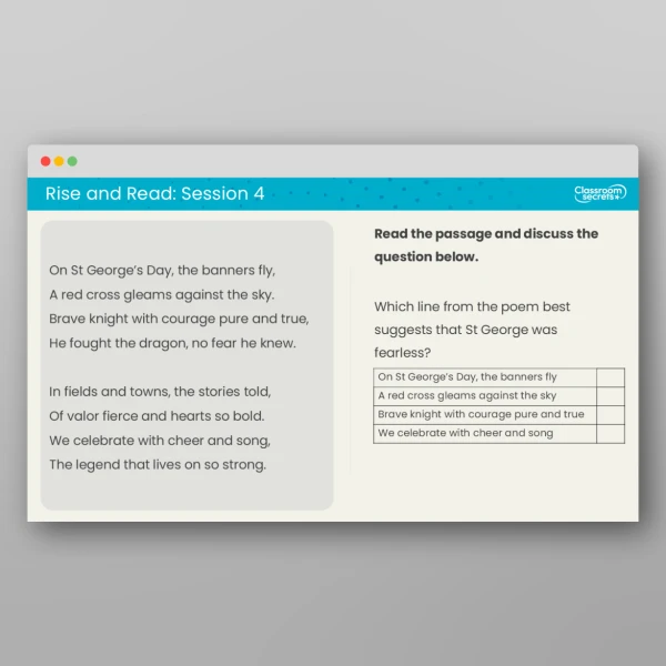 An image of the Rise and Read St George's Day Resource