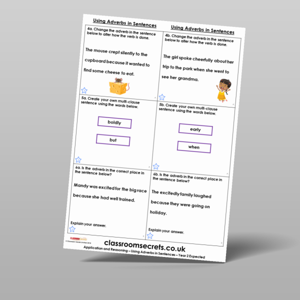 Year 2 Using Adverbs In Sentences Application And Reasoning Resource ...