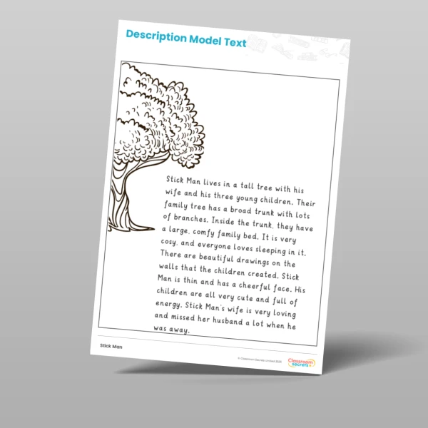 An image of the Stick Man Writing Unit Model Text and Writing Frame Resource