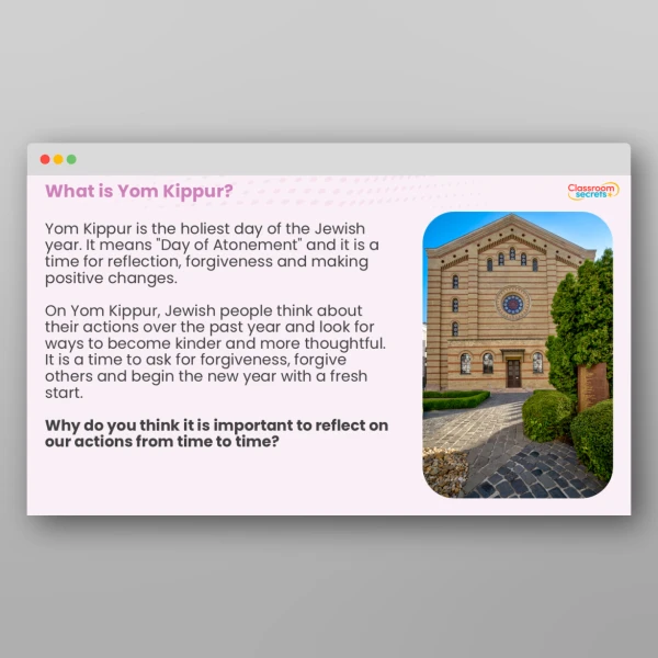 An image of the Yom Kippur Whole School Assembly Resource