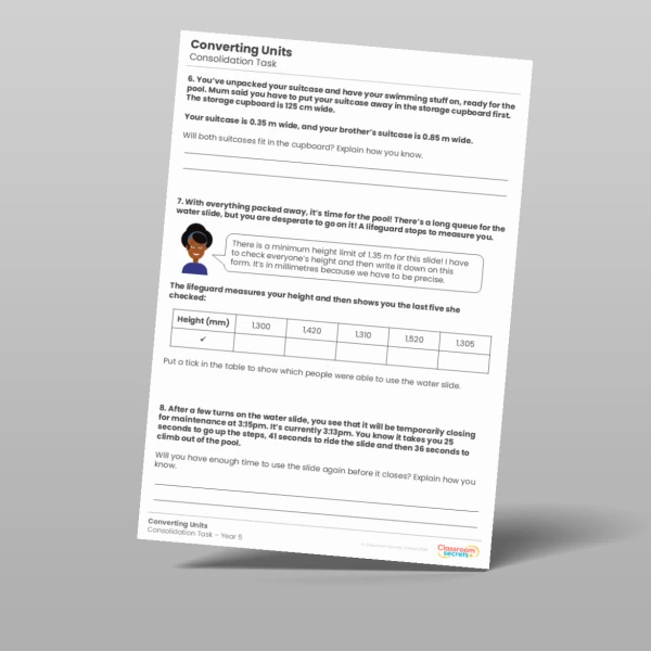 An image of the Converting Units Consolidation Task Resource