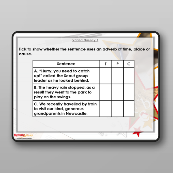 Year 3 Using Adverbs To Express Time Place And Cause Modelling Ppt ...