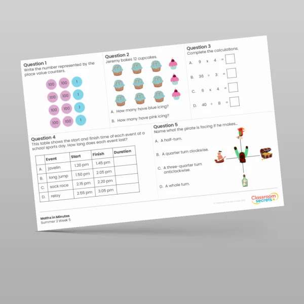 An image of the Summer 2 Week 5 Maths in Minutes Resource