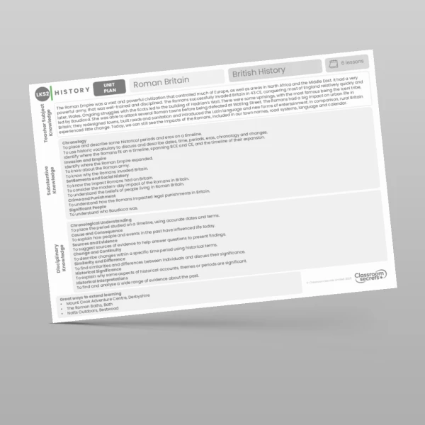 An image of the Roman Britain Unit Plan Resource