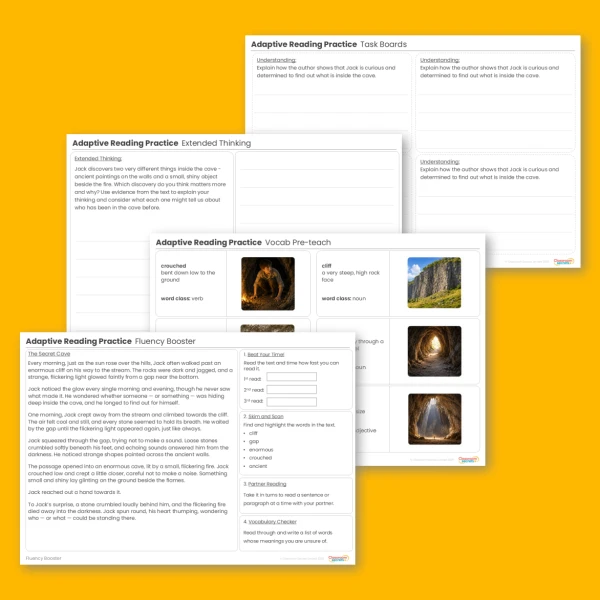 Year 3 Adaptive Reading Practice The Secret Cave lesson