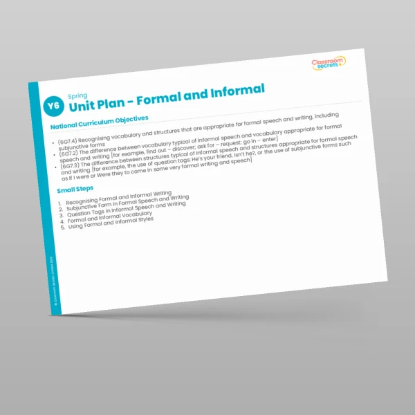 An image of the Formal and Informal Unit Plan Resource