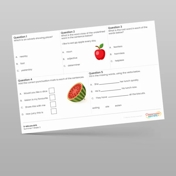 An image of the 5-Minute GPS Summer 1 Week 3 Resource