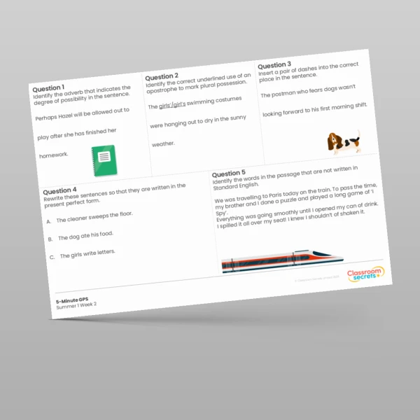 An image of the 5-Minute GPS Summer 1 Week 2 Resource