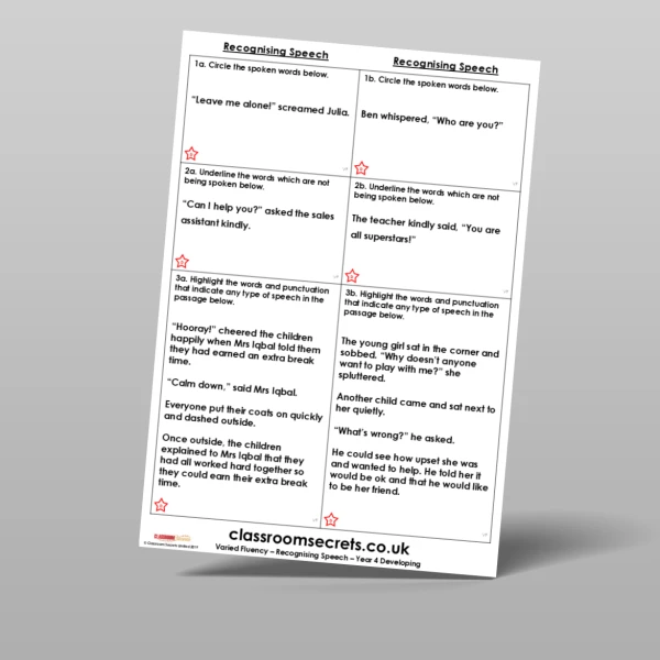 An image of the Free Recognising Speech Varied Fluency Resource