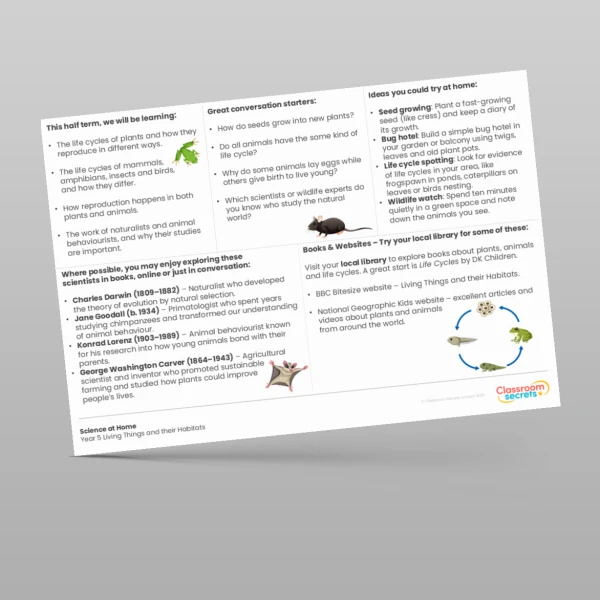 An image of the Living Things and their Habitats Science at Home Resource