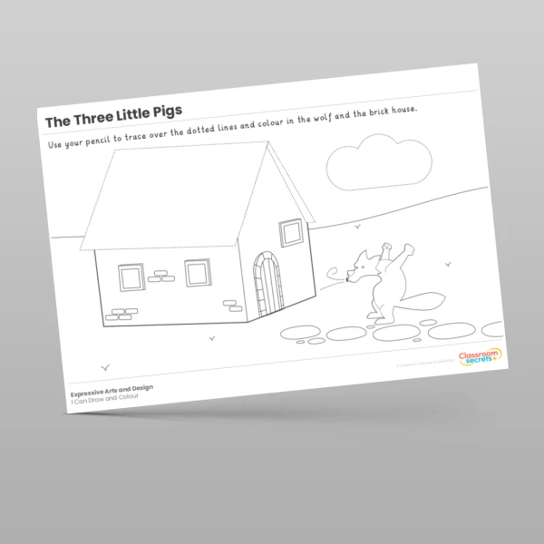 An image of the The Three Little Pigs I Can Draw and Colour Resource