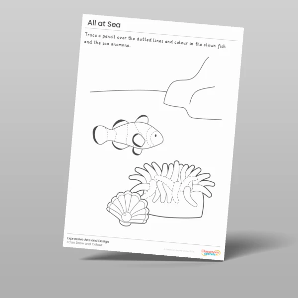 An image of the Free Amazing World - All At Sea I Can Draw and Colour Resource