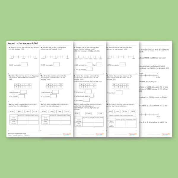 Year 4 Round to the Nearest 1,000 Place Value Varied Fluency