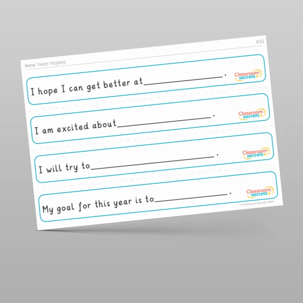 An image of the New Year Hopes Stem Sentences Resource