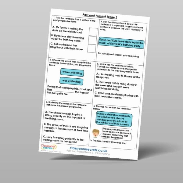 An image of the Past and Present Tense 2 Prior Learning Resource