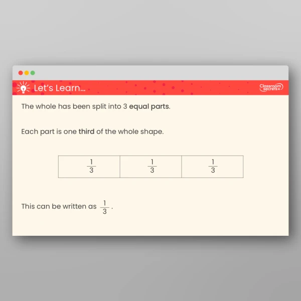 An image of the Recognise a Third Teaching PPT Resource