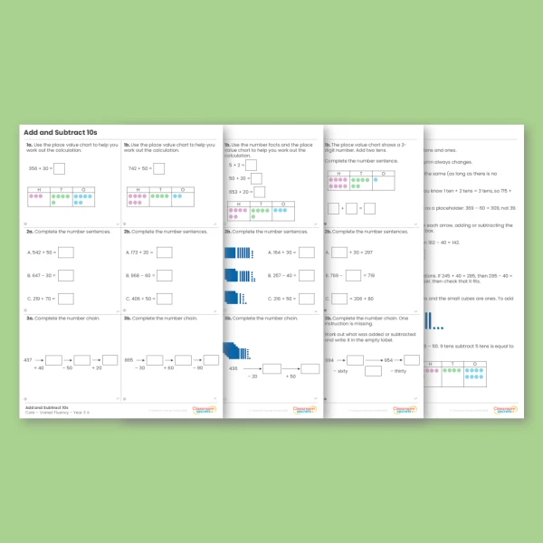 Year 3 Add and Subtract 10s Addition and Subtraction Varied Fluency