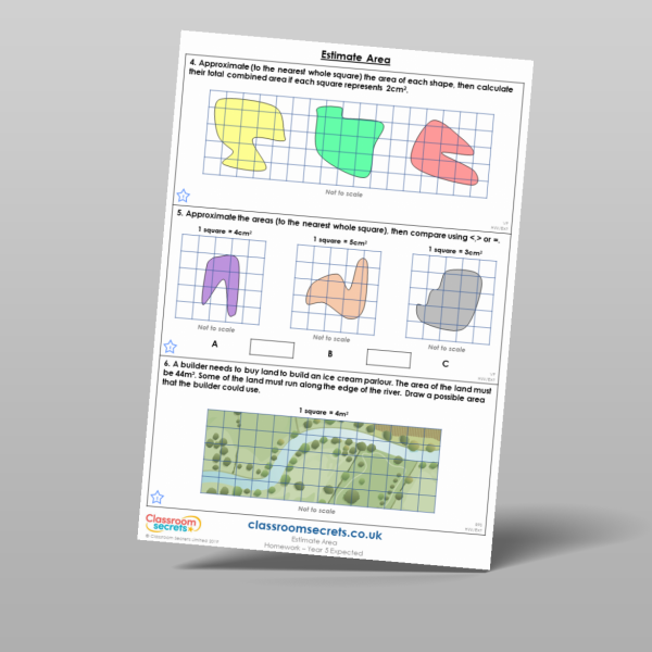 Year 5 Estimate Area Homework Resource | Classroom Secrets
