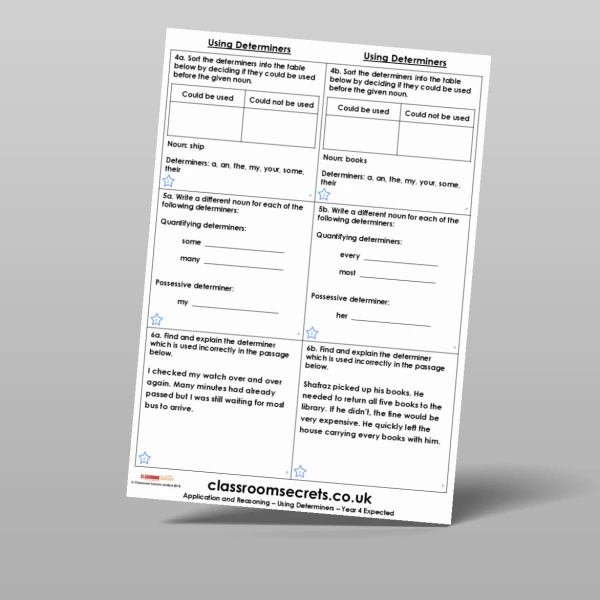 An image of the Using Determiners Application and Reasoning Resource