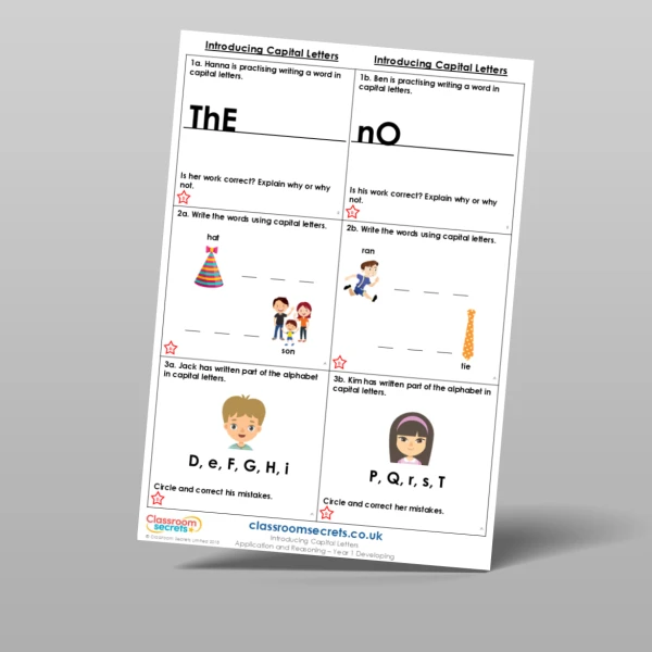 An image of the Introducing Capital Letters Application and Reasoning Resource
