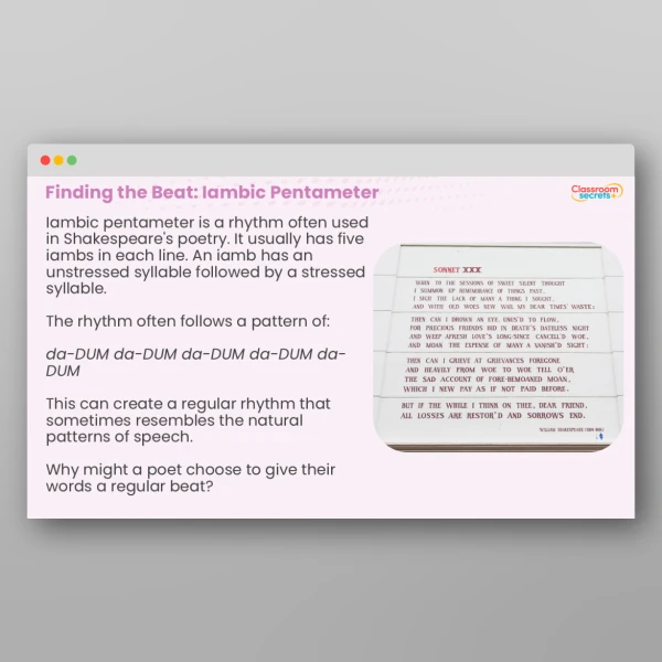 An image of the KS2 Sonnets Activity Resource