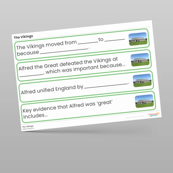 An image of the The Vikings Stem Sentences Resource