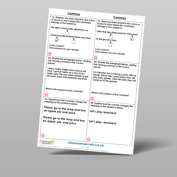 An image of the Commas Application and Reasoning Resource