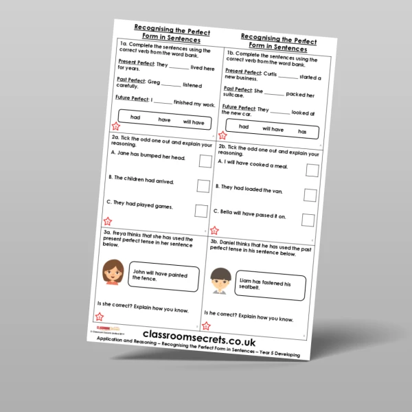 An image of the Recognising the Perfect Form in Sentences Application and Reasoning Resource