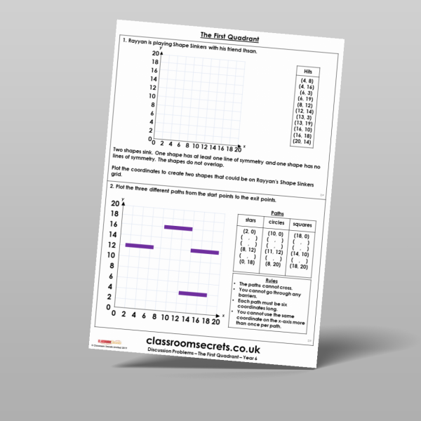 Year 6 The First Quadrant Discussion Problem Resource | Classroom Secrets