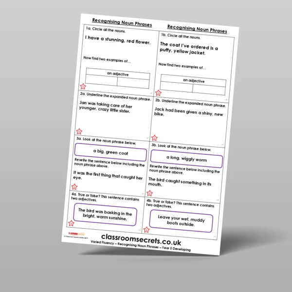 An image of the Free Recognising Noun Phrases Varied Fluency Resource